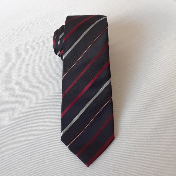 Alfani. Slim Striped Silk Tie. Black - Picture 9 of 9
